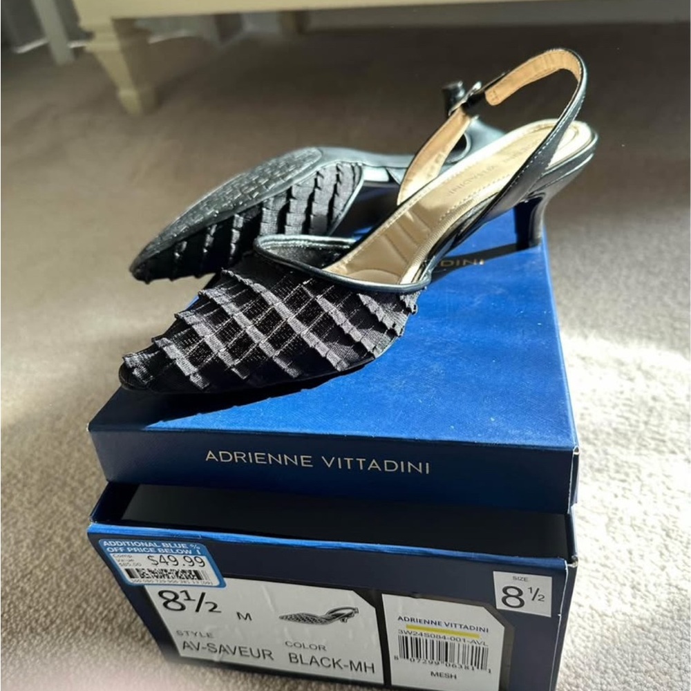 Adrienne Vittadini Black Women's Slingback Heels